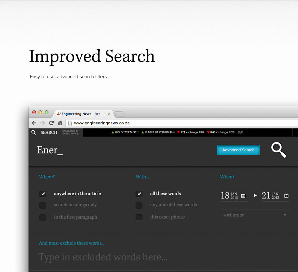 Improved Search - Easy to use, advanced search filters.